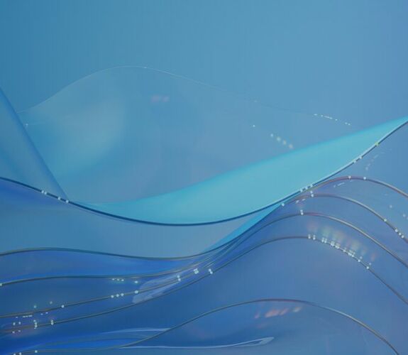 3D blue glassy abstract waves
