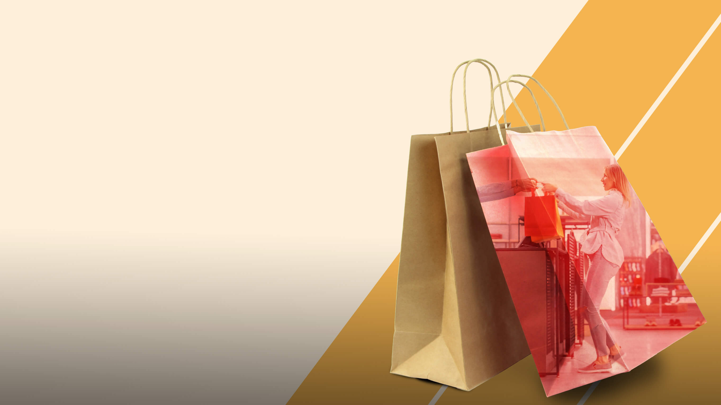Image of shopping bags over a shape