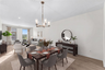 dining room table and chairs and pendant lighting