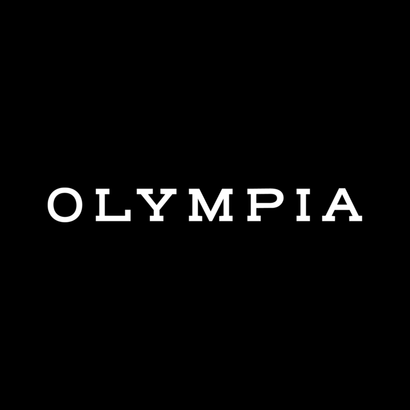 White Olympia logo on black background