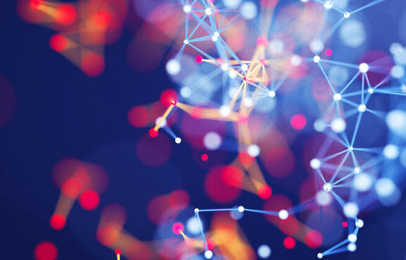 Digital abstract artwork made of interconnected lines and dots