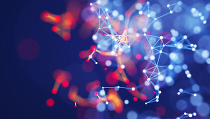 Digital abstract artwork made of interconnected lines and dots