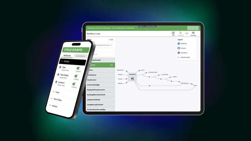 Manhattan Active Platform show on an iPad and a cell phone