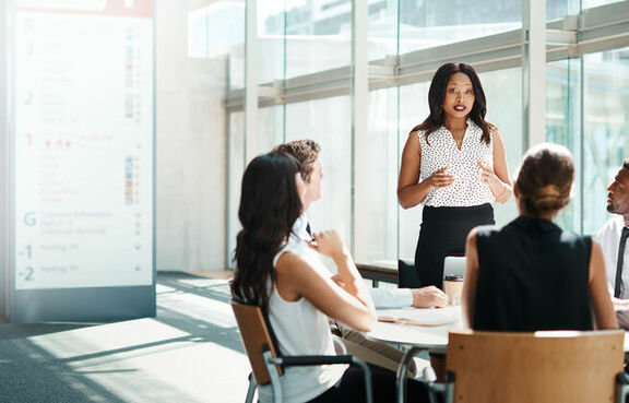 Businesspeople having meeting in office
