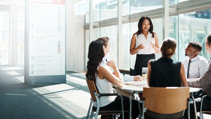 Businesspeople having meeting in office