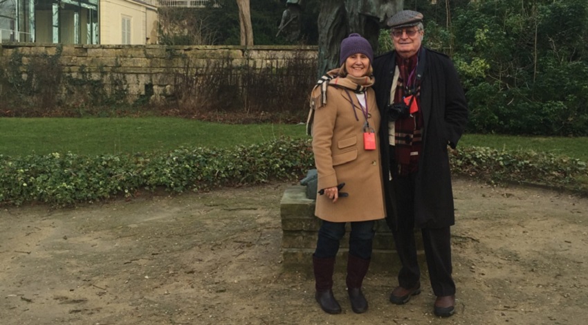 Joan and Jack in a garden in France