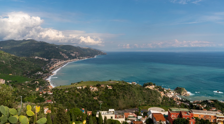 A sweeping view of Sicily's coastline