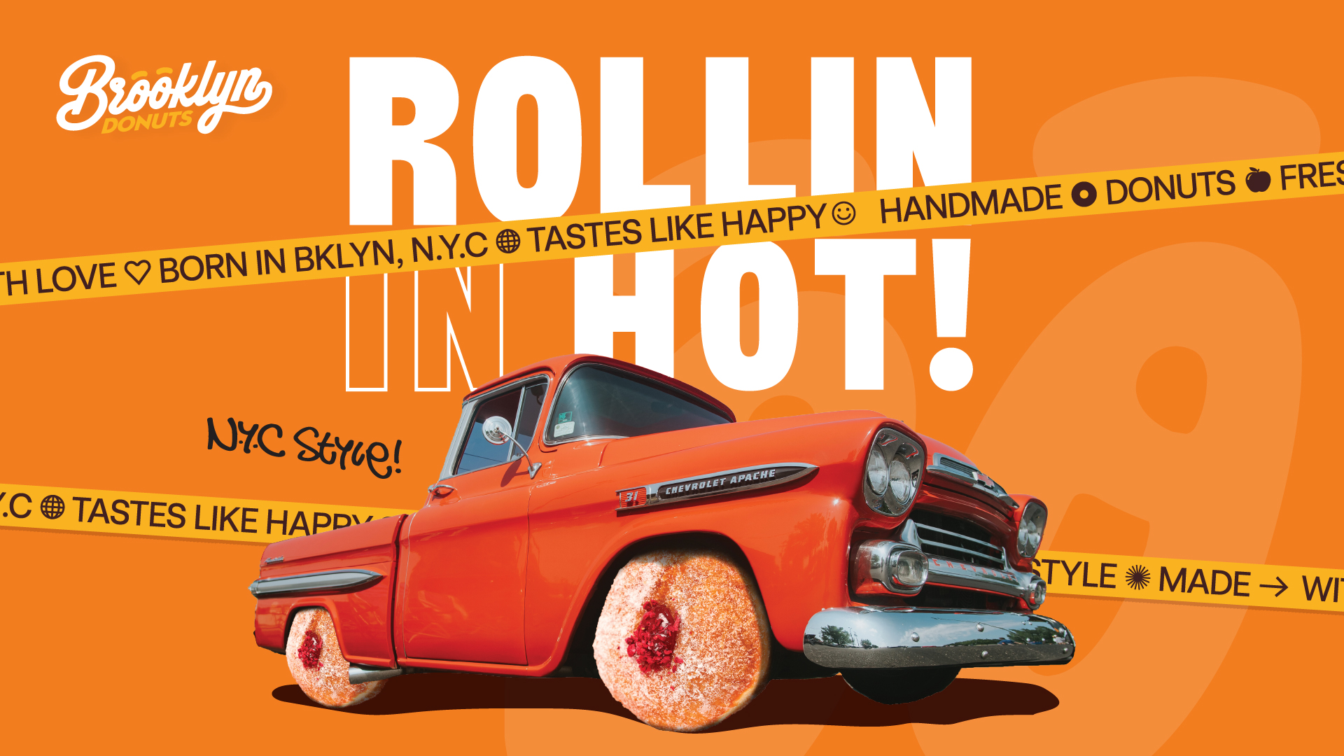 Orange colour Brooklyn Donuts vehicle 