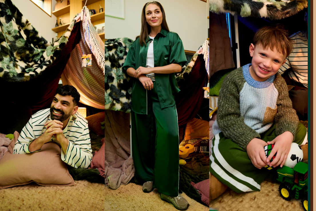 Winter outfits in shades of green in lounge sets 