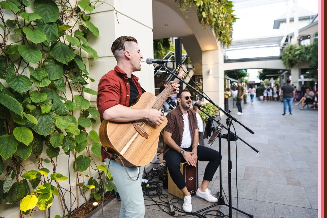 The Vale duo performing in The Piazza