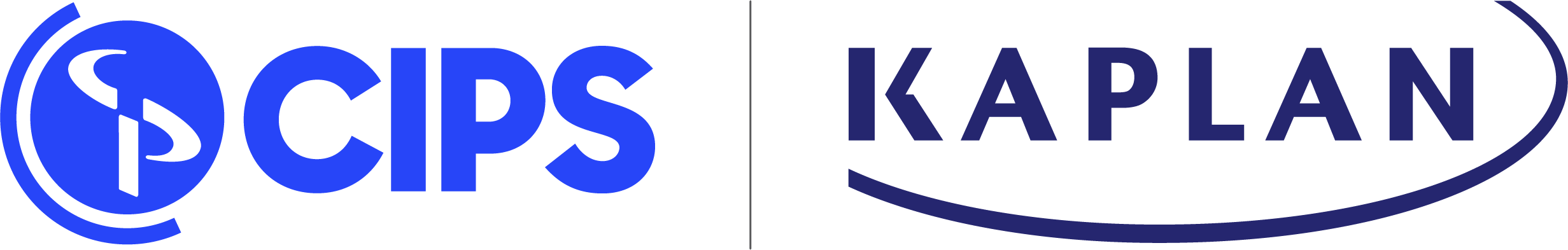 2 logos side by side.  On the left it is the CIPS logo, and on the right it is the Kaplan logo