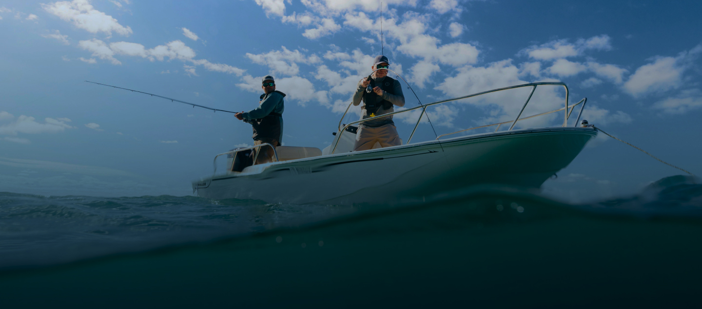 Two men fishing at sea