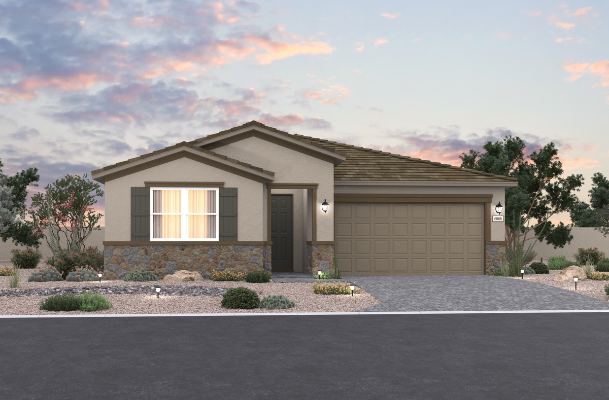 single-story home with brick pavers 