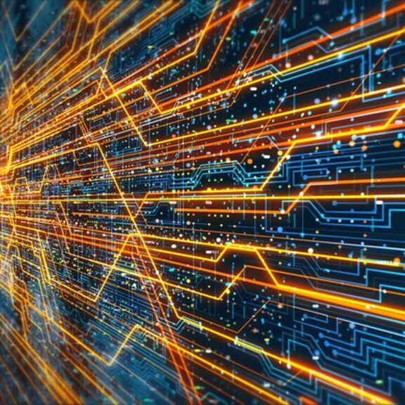 Digital abstract of colorful circuit lines