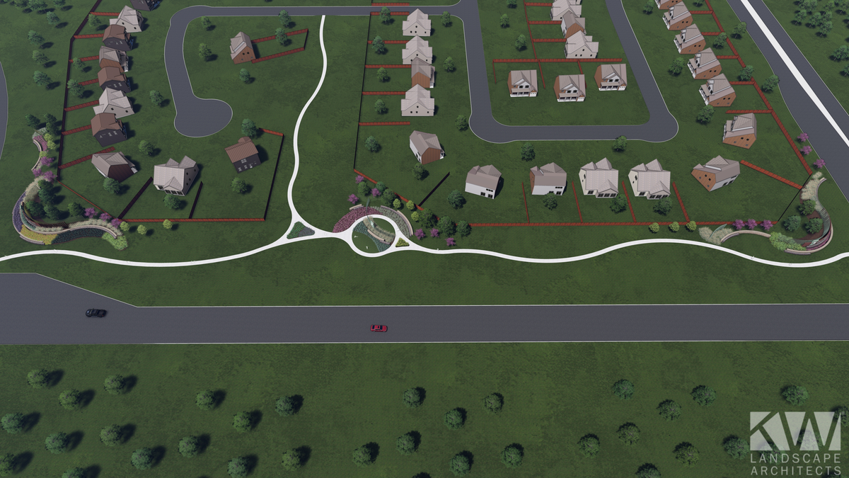 community map with houses and street