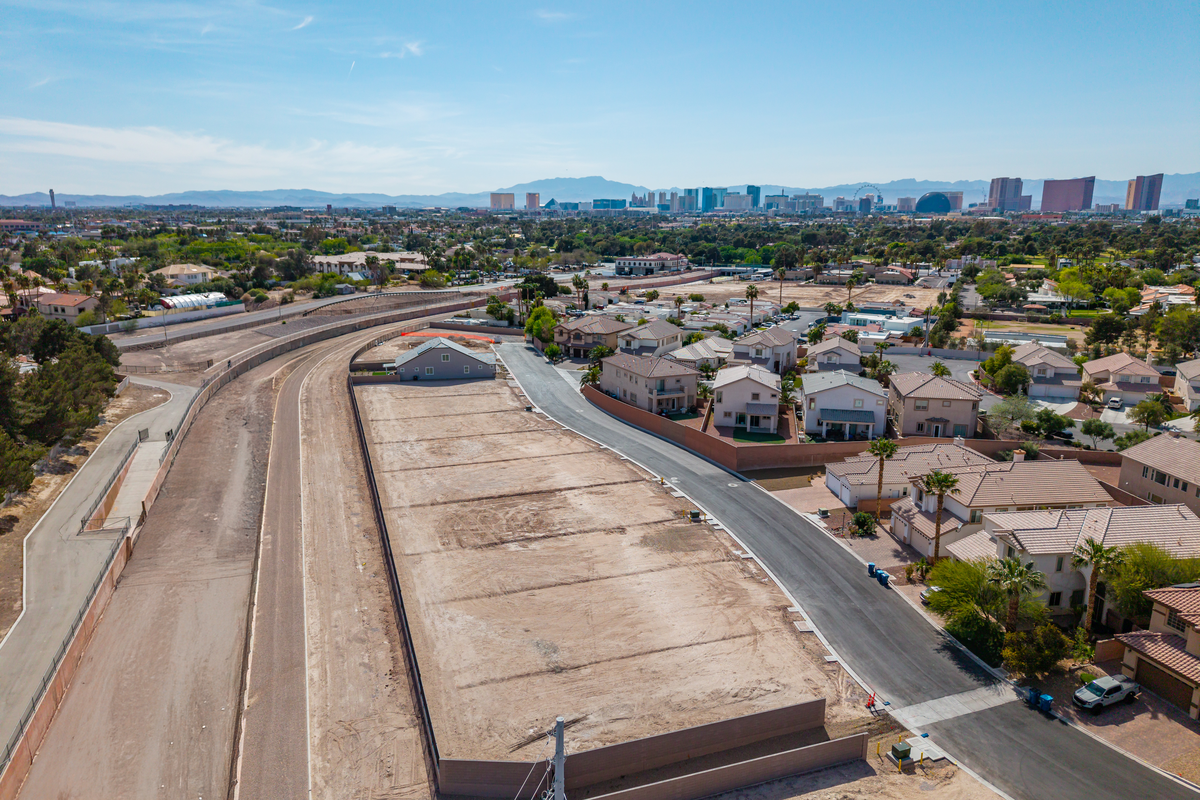 arial photo of community with strip views