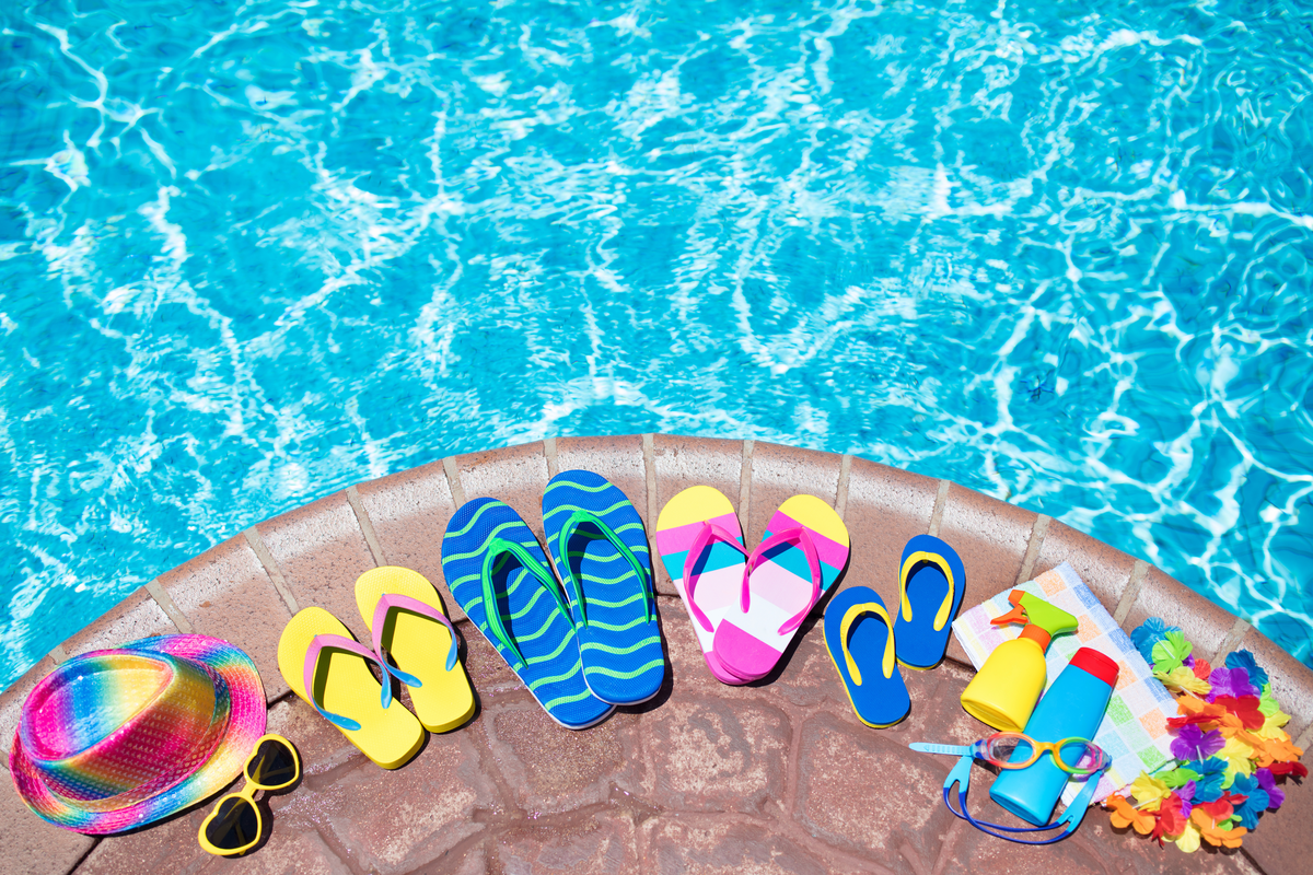 flip flops at pool