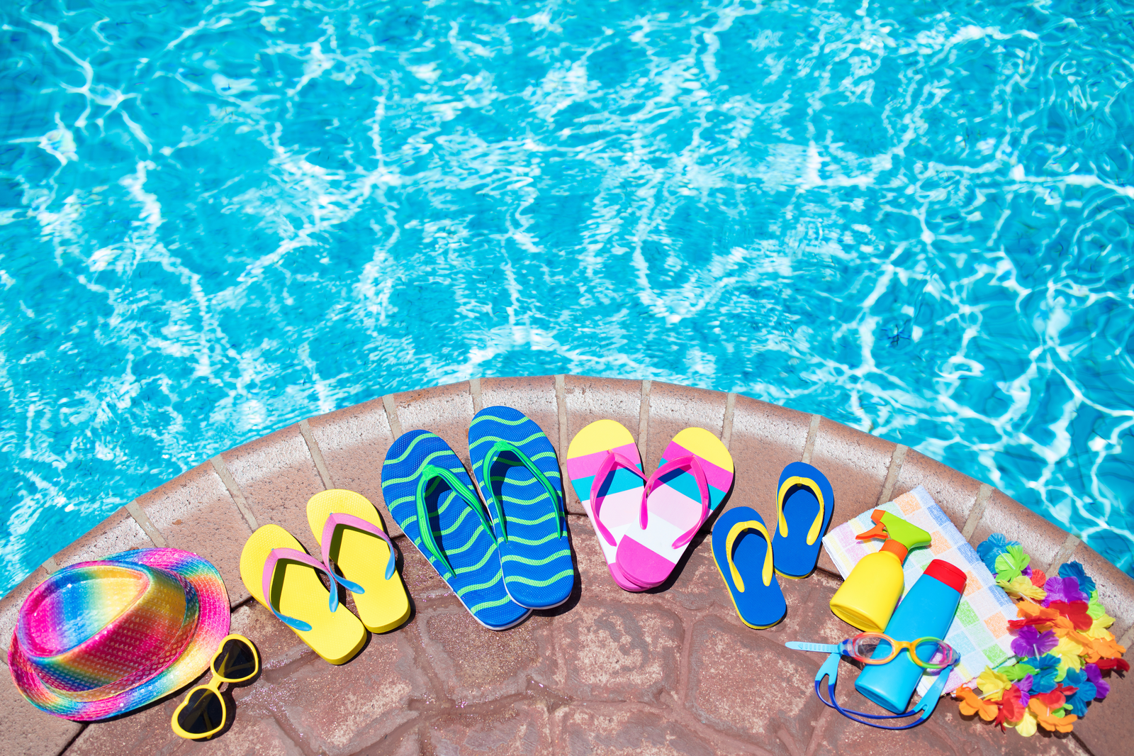 flip flops at pool