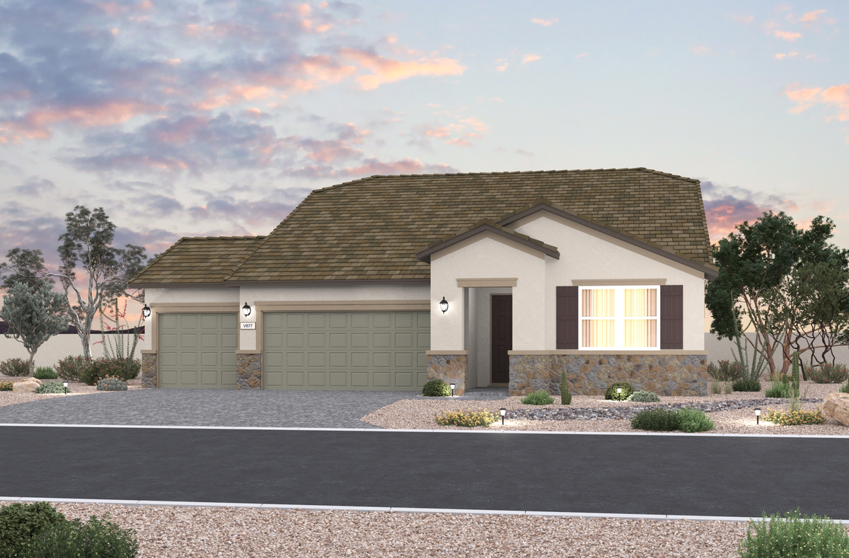 single-story home with 3-car garage