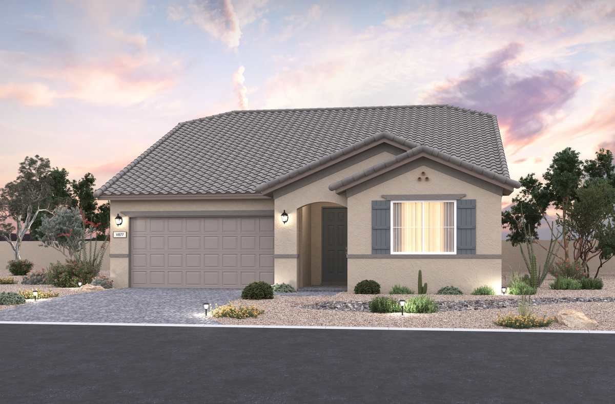 single-story home with brick pavers 
