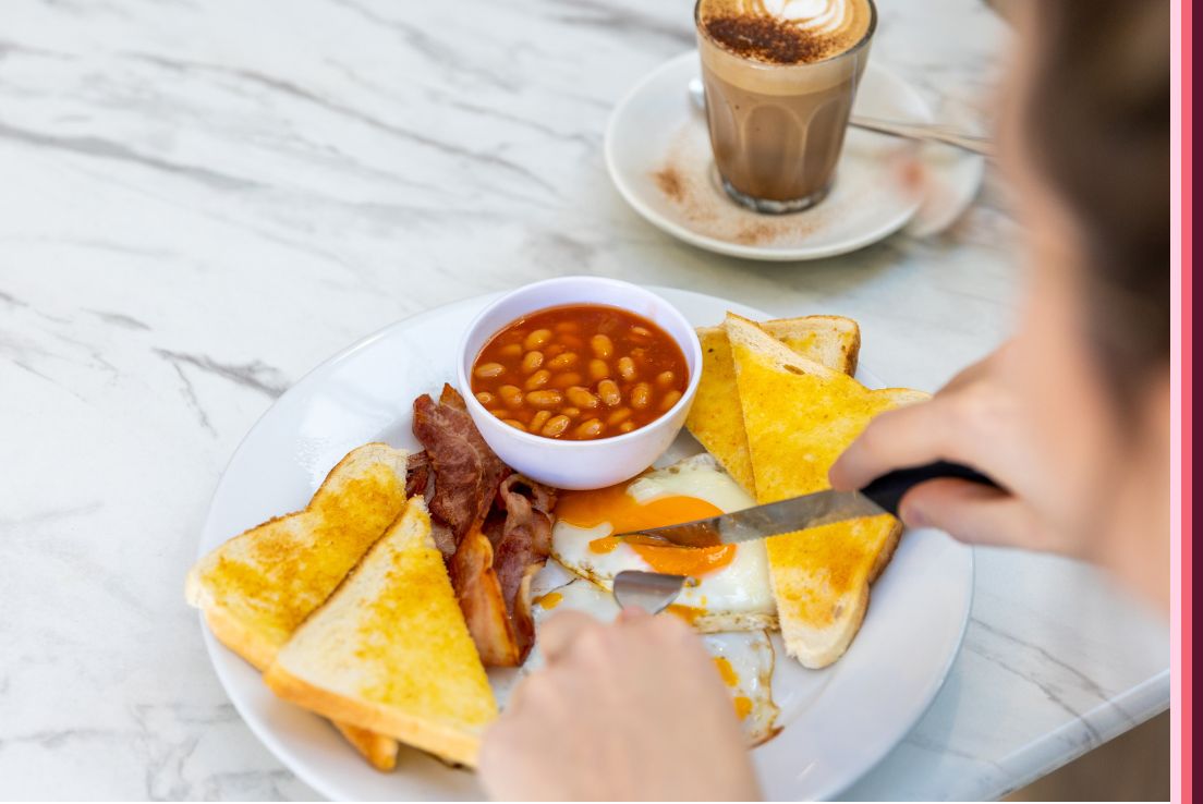 Classic bacon, eggs, beans and toast dish from DCs Cafe.