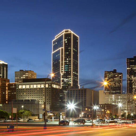 Fort Worth, Texas cityscape at night with lights