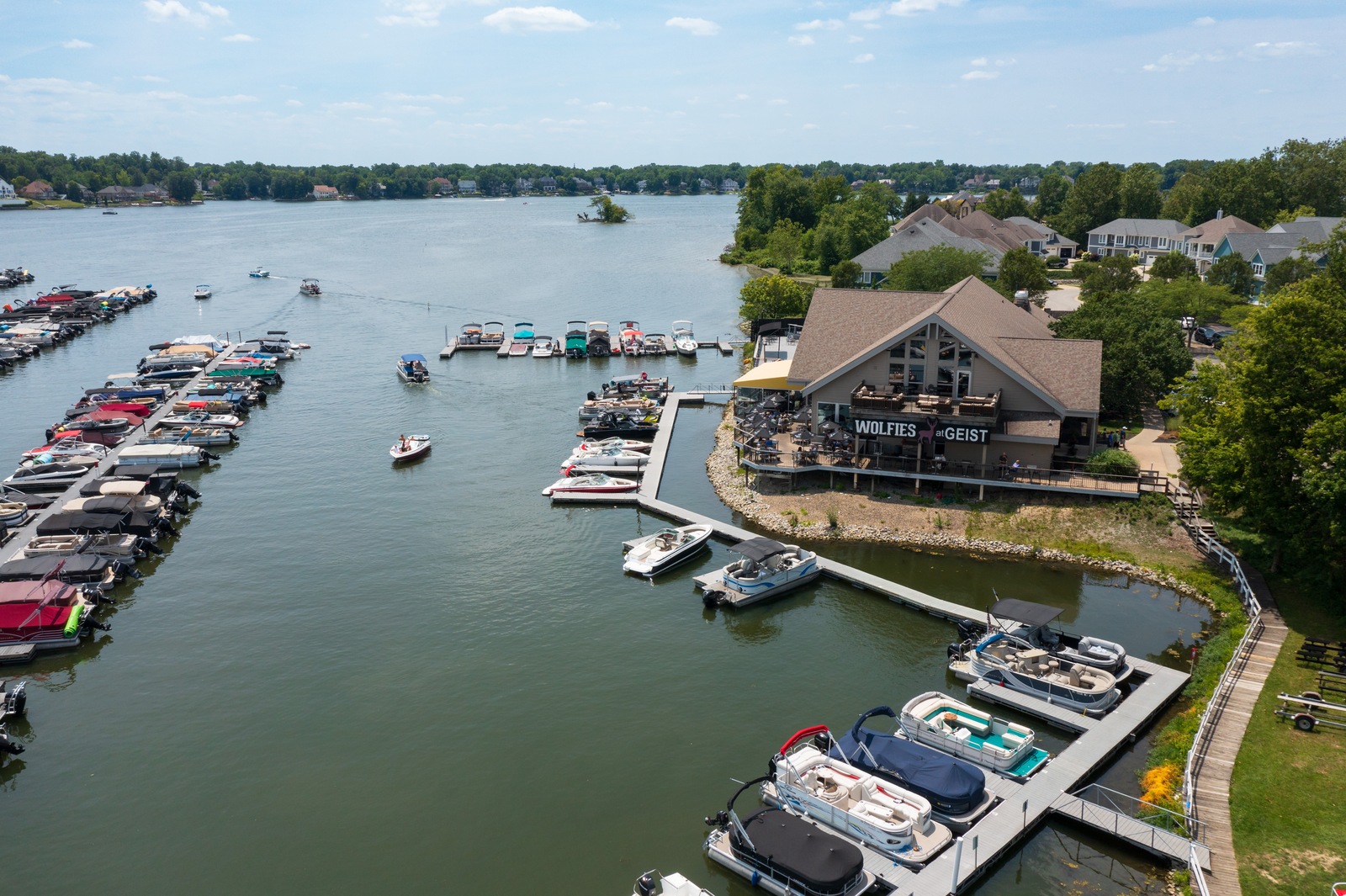 geist reservoir with boats