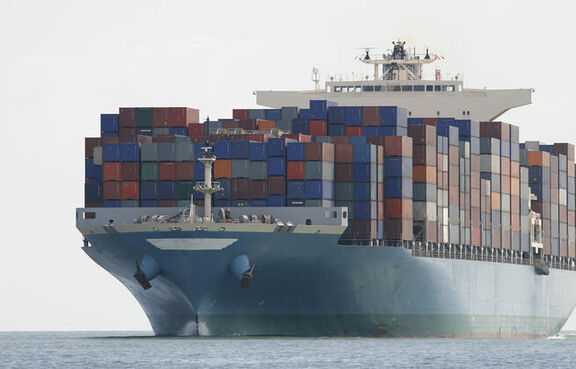 Fully loaded container ship 
