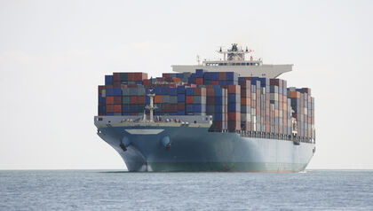 Fully loaded container ship 