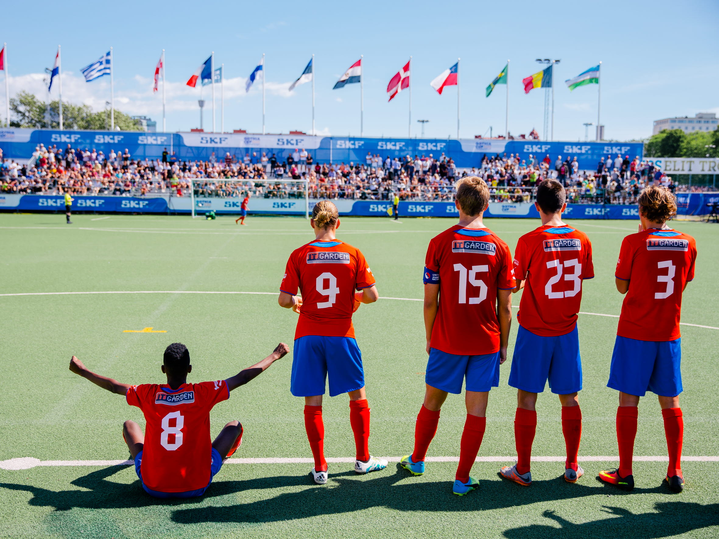 Fotbollsspelare vid Gothia Cup.