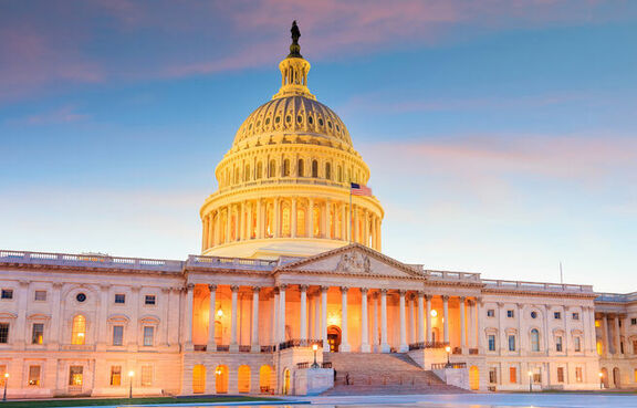 U.S. Capitol building at sunset