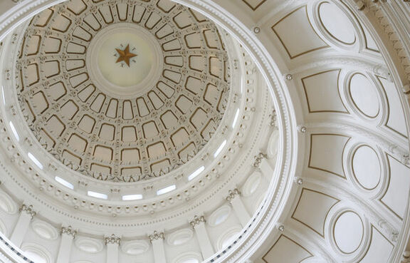 Upward view of the Texas Capitol building