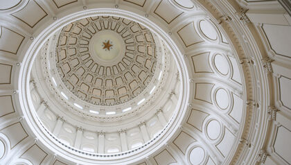 Upward view of the Texas Capitol building