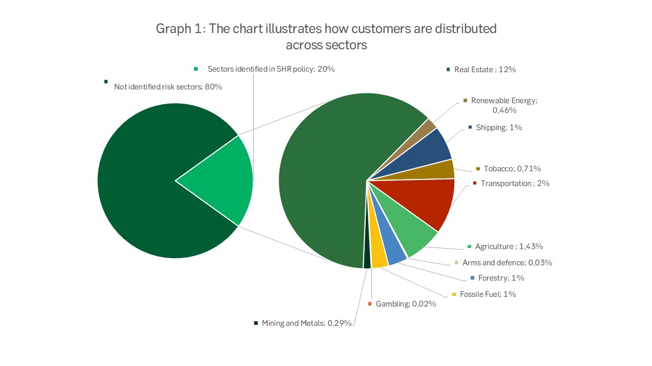 Graph 1: The chart illustrates how customers are distributed across sectors