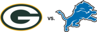 Green Bay v Detroit logos for 1 pm Thanksgiving game