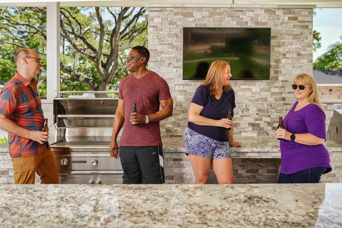 grilling area with table and chairs
