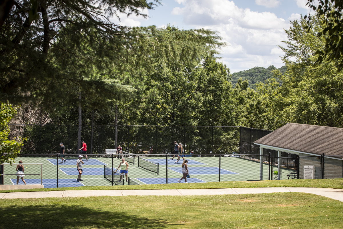 people playing pickleball at grimes bridge park