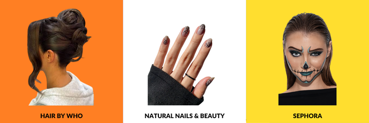 Halloween makeup, nails, hair style