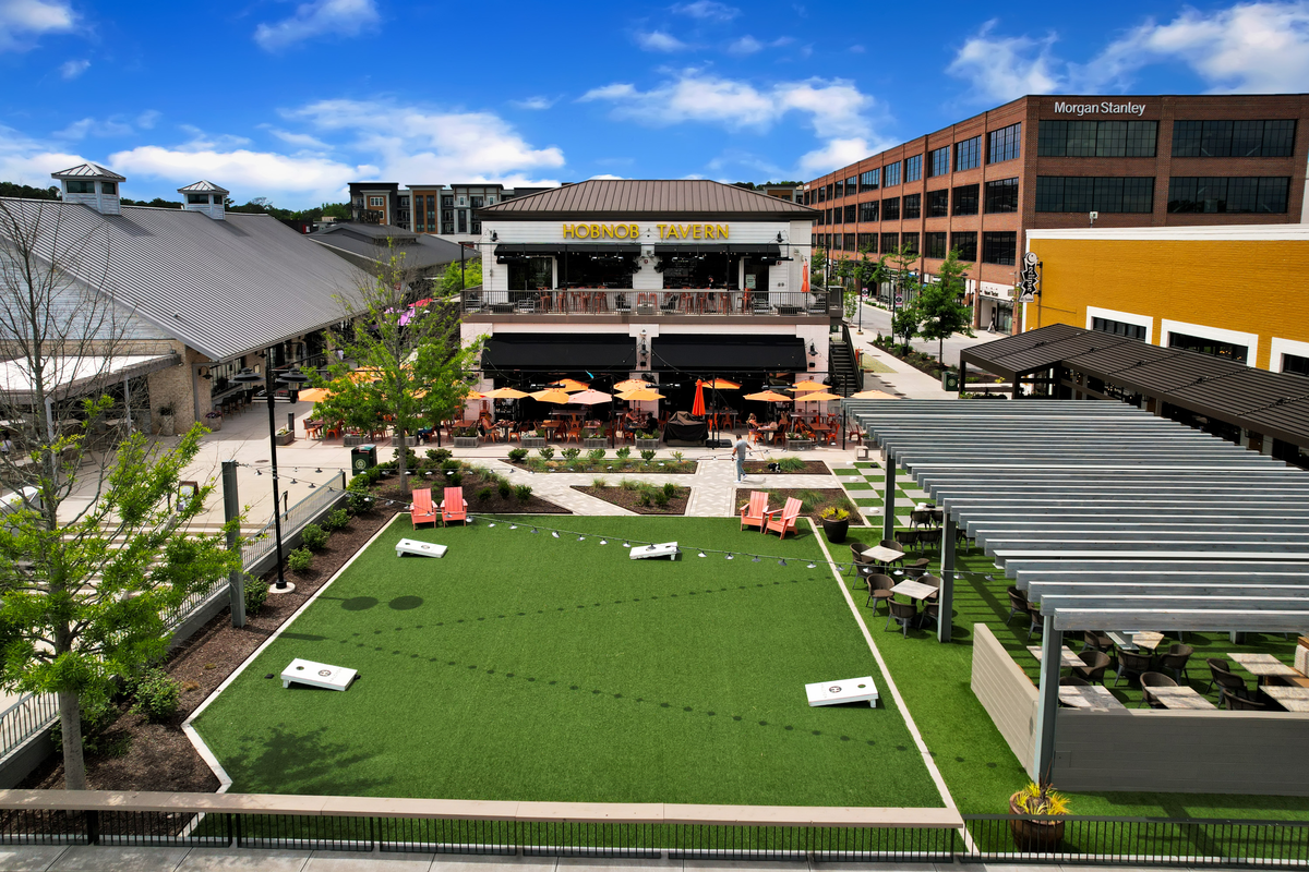 aerial view of halcyon shopping and dining