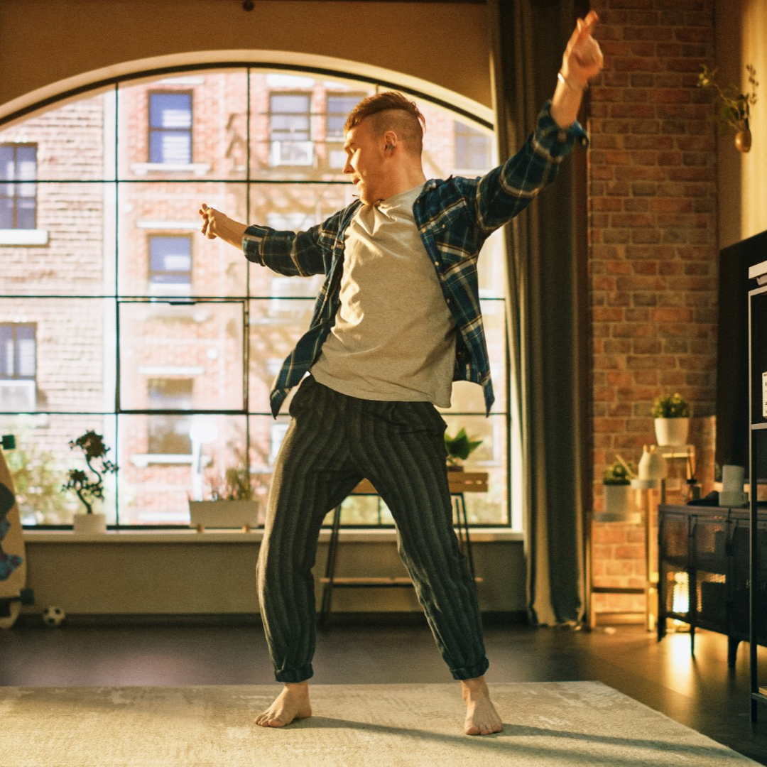 man dancing in loft