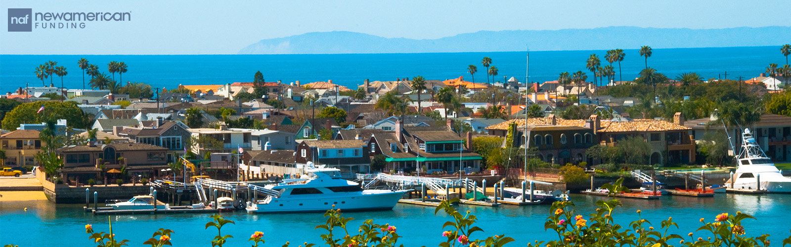 Luxury homes on the water in Newport Beach, California