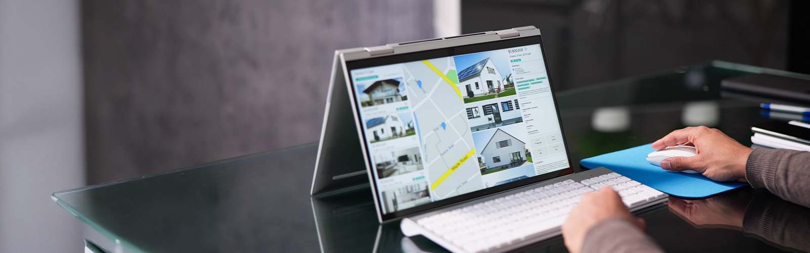 Person looking at real estate listings online