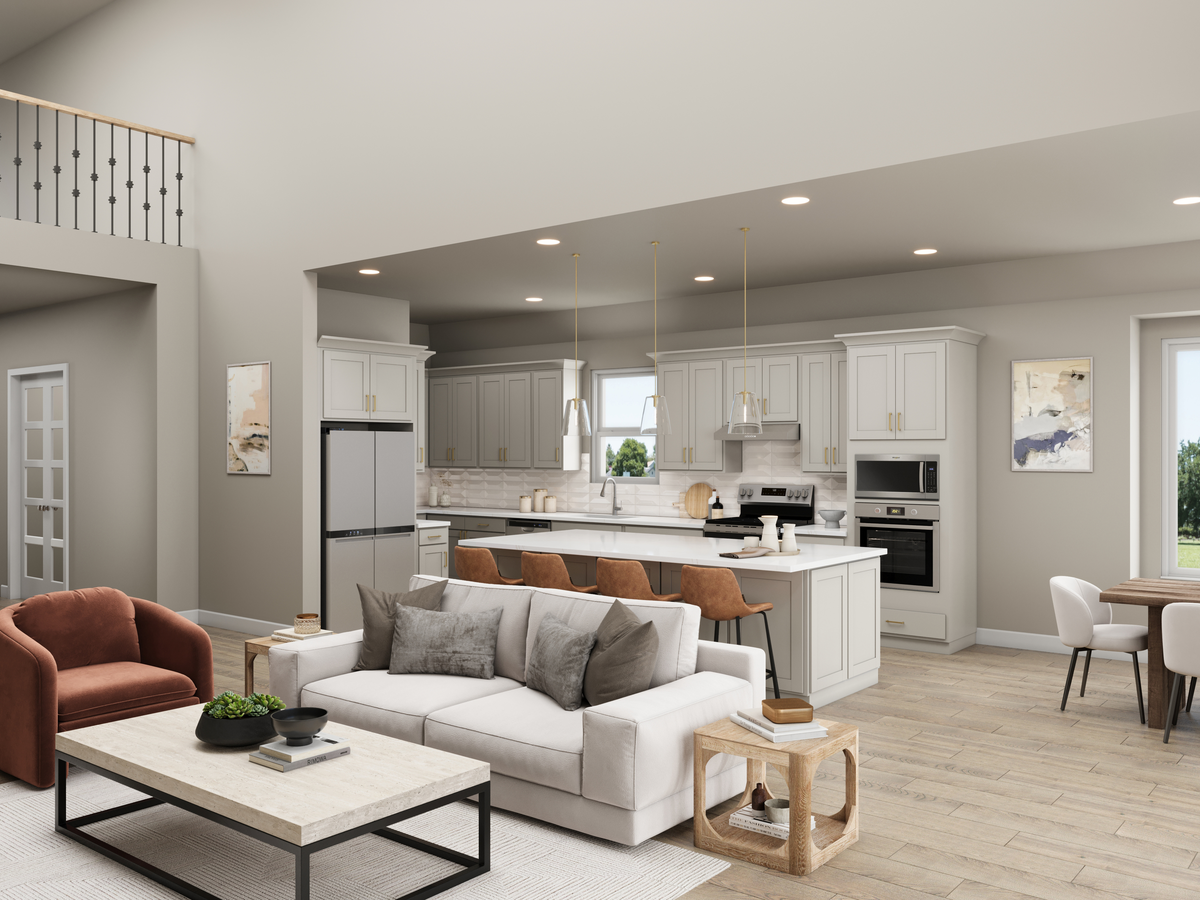 kitchen with light gray cabinets
