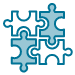 Blue four piece puzzle icon