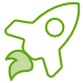 Green rocket ships icon