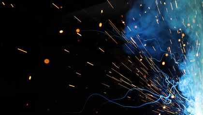 Sparks from industrial welding