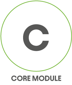 Icon showing the letter C, with CORE MODULE written below the green-bordered circle.