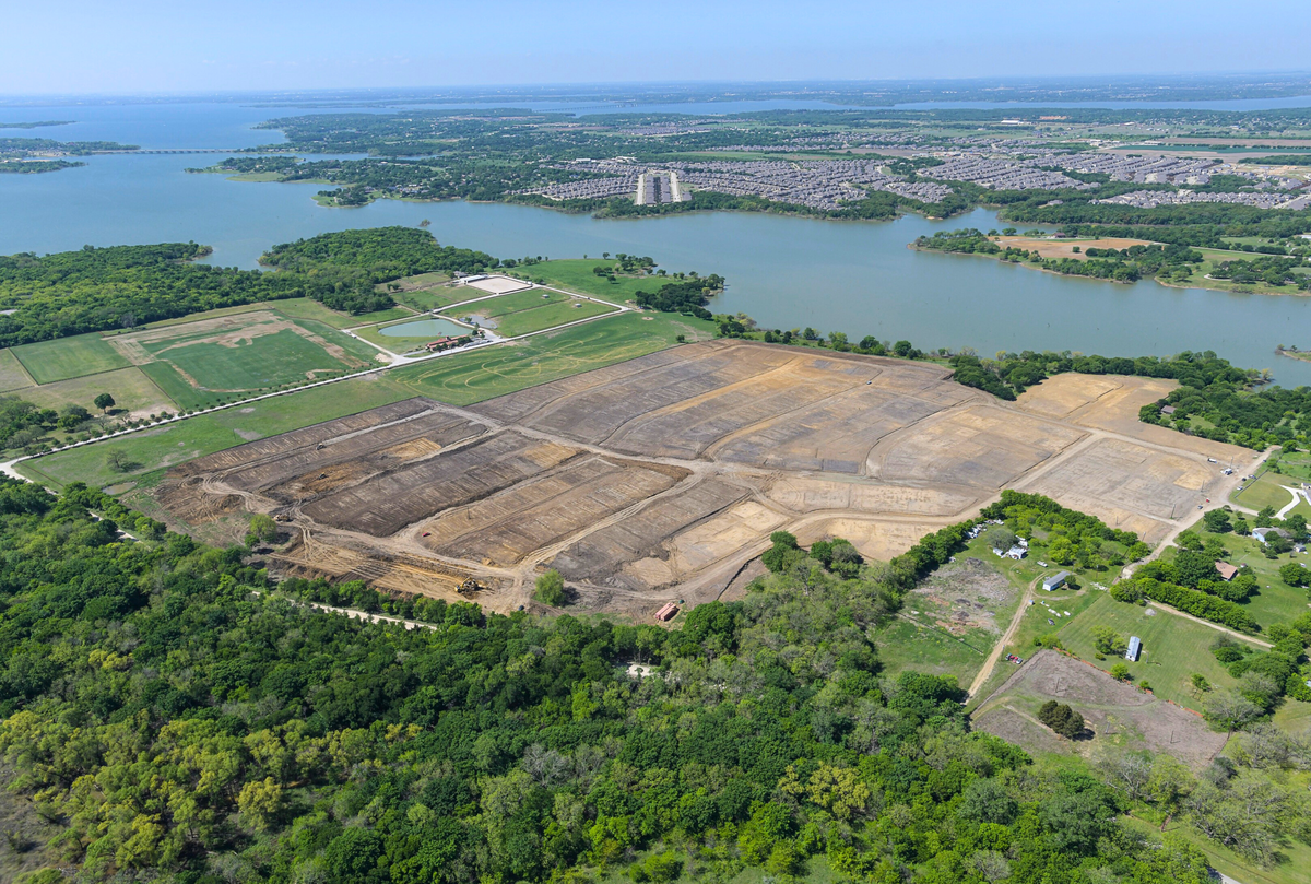 aerial photo of community land near the lake