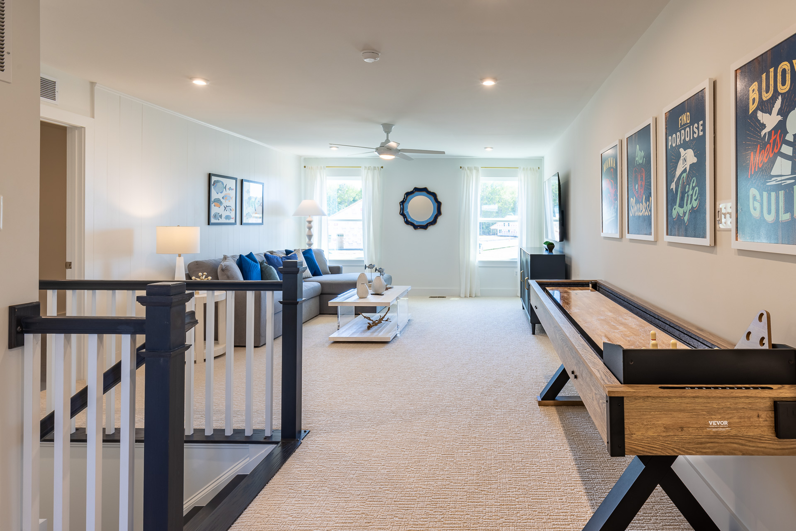 2nd-floor loft with a game space