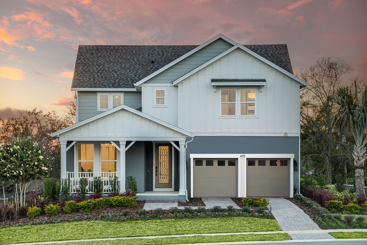 front exterior of home with three pillars